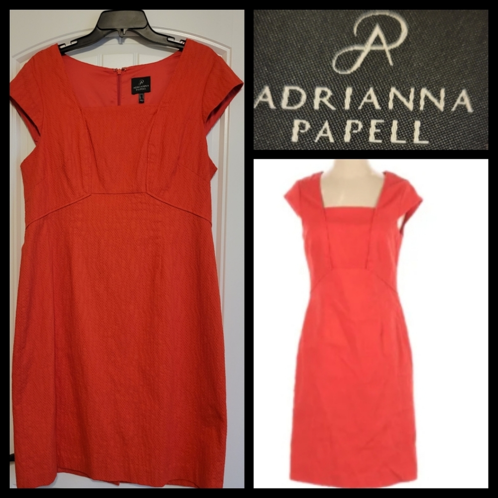 Adrianna Papell Bright Red-Orange Sheath Dress 16
